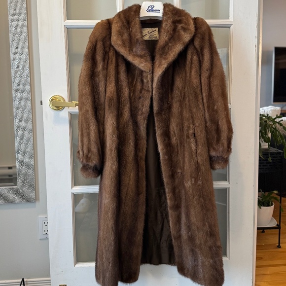 🌟 Vintage Full-Length Brown Mink Fur Coat - LaFlamme Fourrure Sz (M\L) + Bonus - Picture 15 of 16